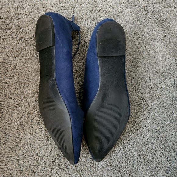 Suede Pointed-Toe Flats - LIKE NEW navy fairycore Ren Faire bohemian cottagecore - Picture 7 of 9